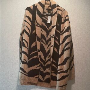 Zebra Patterned Cardigan in Tan and Brown